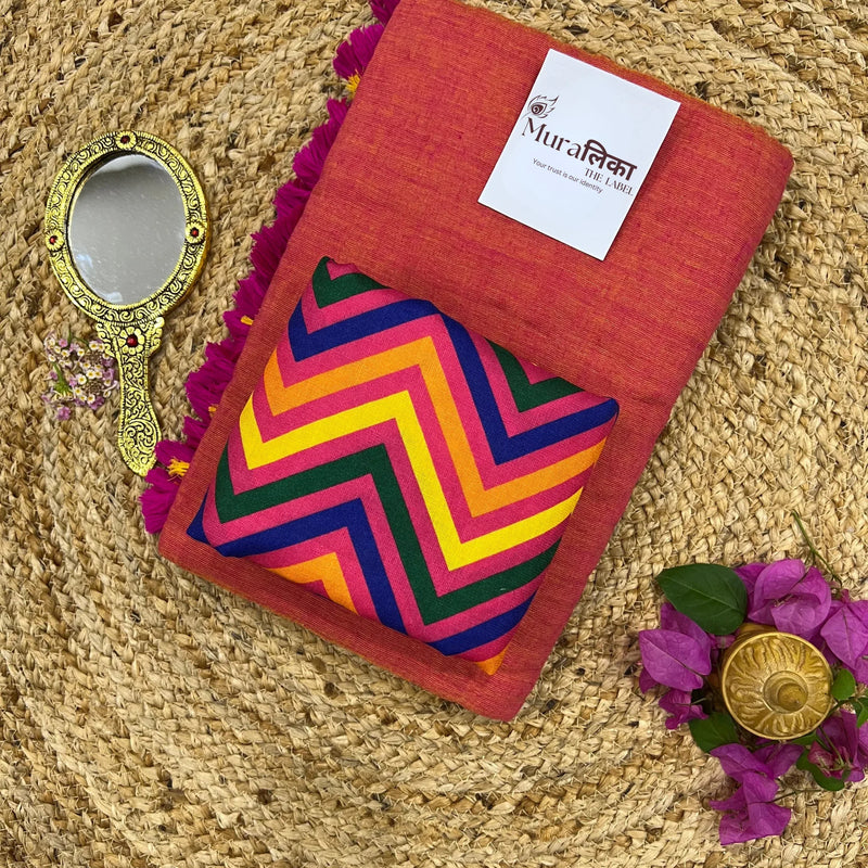 Muralika Dual Tone Brick Hue Handloom Saree - Muralika the label