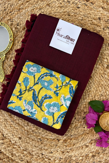 Muralika Dark Maroon Handloom Saree