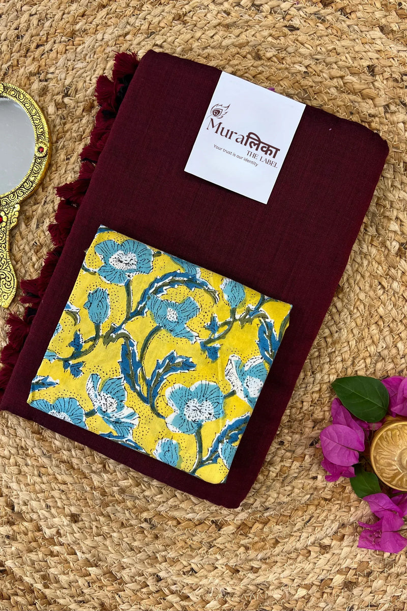 Muralika Dark Maroon Handloom Saree - Muralika the label