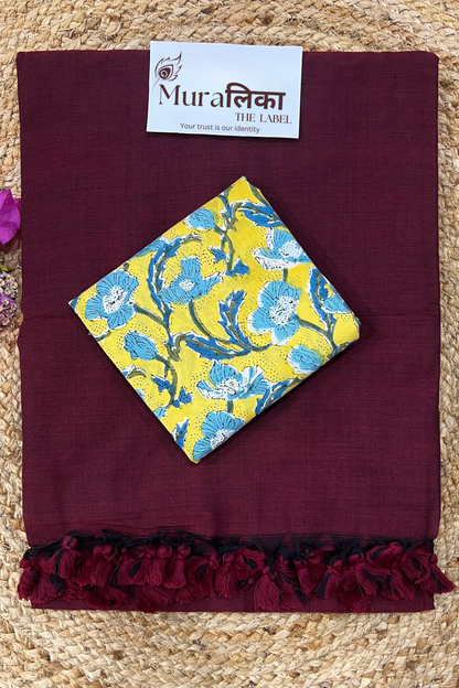 Muralika Dark Maroon Handloom Saree