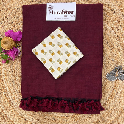 Muralika Dark Maroon Handloom Saree