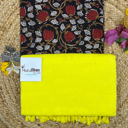 Muralika Lime Yellow Handloom Saree
