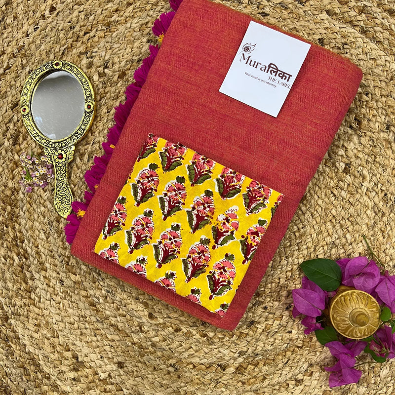 Muralika Dual Tone Brick Hue Handloom Saree - Muralika the label
