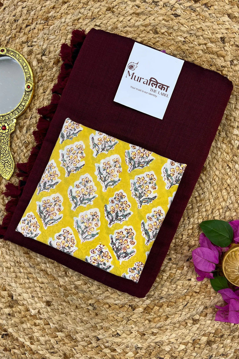 Muralika Dark Maroon Handloom Saree - Muralika the label