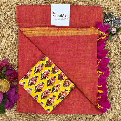 Muralika Dual Tone Brick Hue Handloom Saree