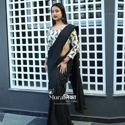 Muralika Black Handloom Saree