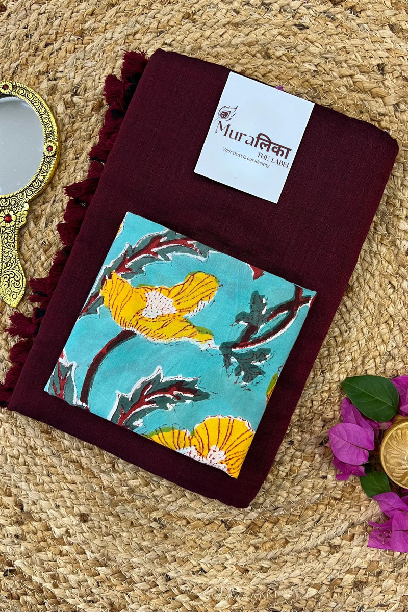 Muralika Dark Maroon Handloom Saree - Muralika the label