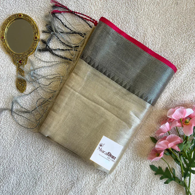 Muralika Pure Elegance Handloom Tissue Saree with Border - Muralika the label