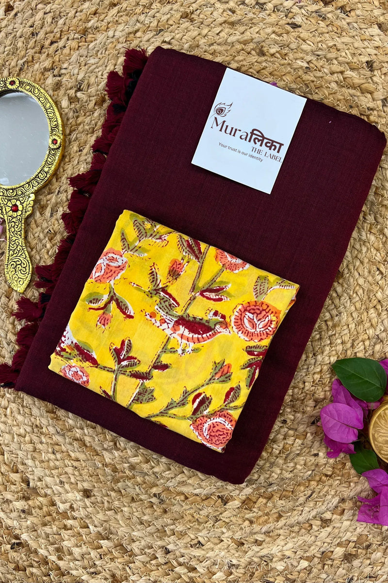 Muralika Dark Maroon Handloom Saree - Muralika the label