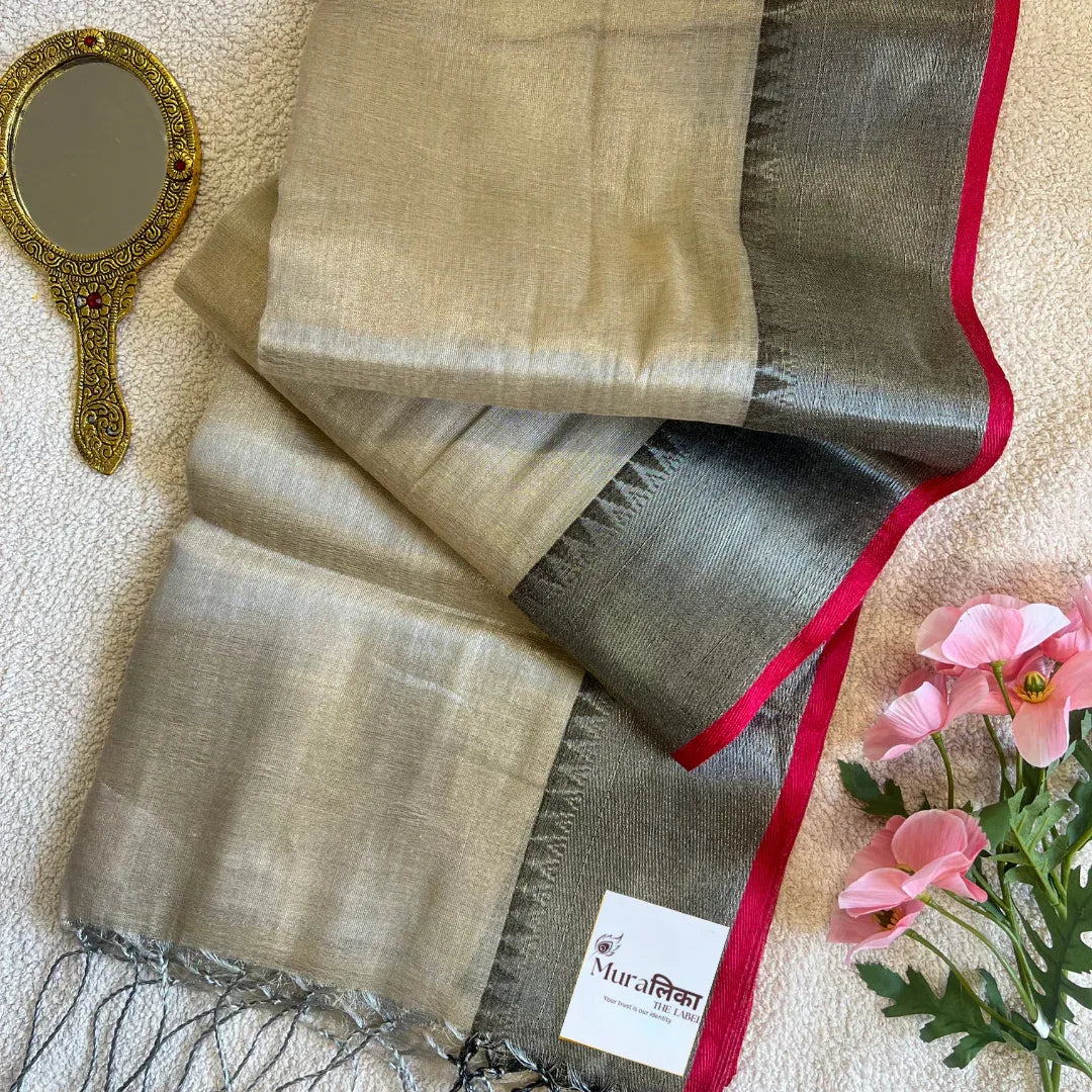 Muralika Pure Elegance Handloom Tissue Saree with Border - Muralika the label