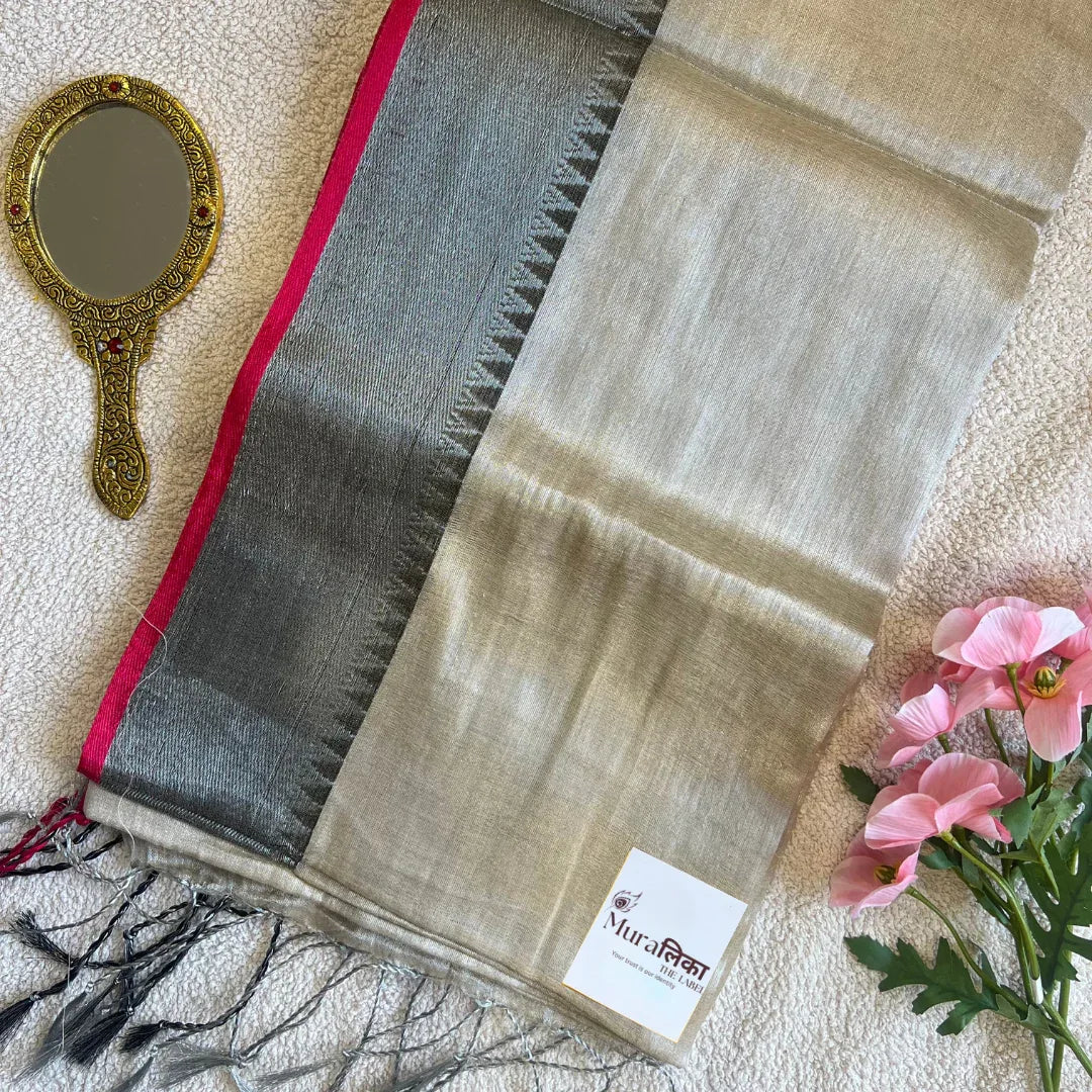 Muralika Pure Elegance Handloom Tissue Saree with Border - Muralika the label