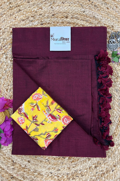 Muralika Dark Maroon Handloom Saree