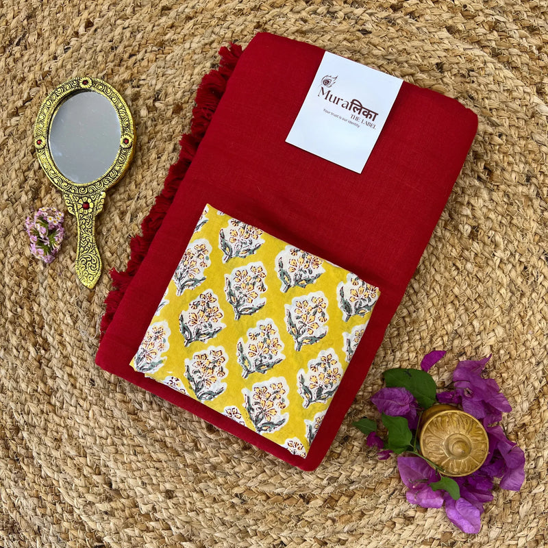 Muralika Red Handloom Saree - Muralika the label