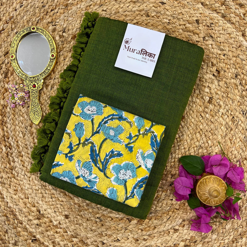 Muralika Mehendi Green Handloom Saree - Muralika the label