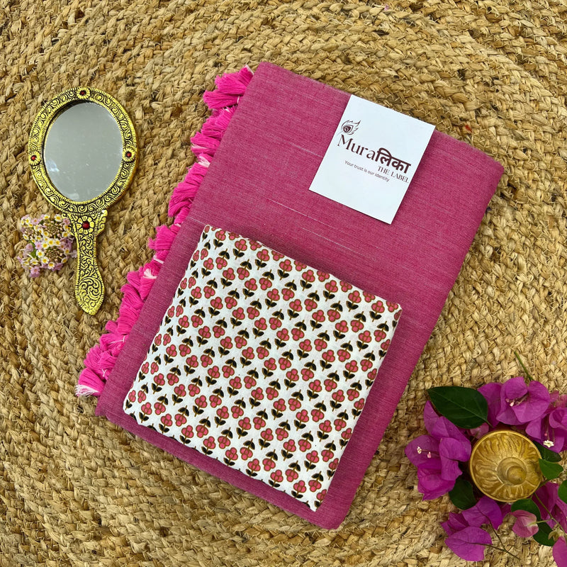 Muralika Rose Pink Handloom Saree - Muralika the label