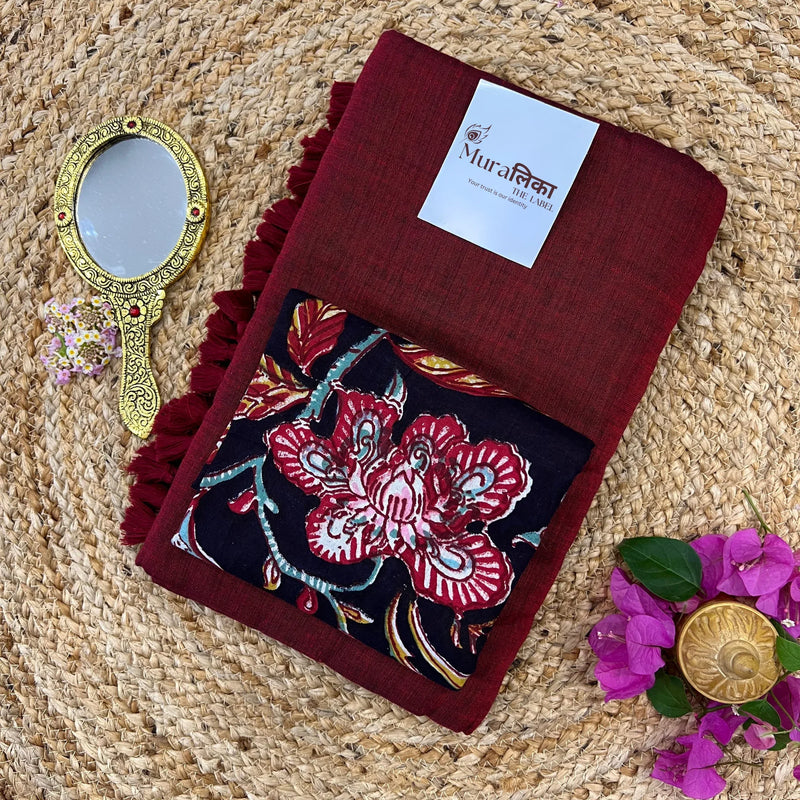 Muralika Light Maroon Handloom Saree - Muralika the label