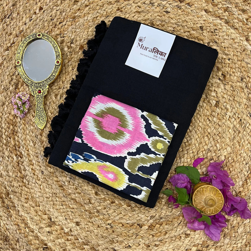 Muralika Black Handloom Saree - Muralika the label