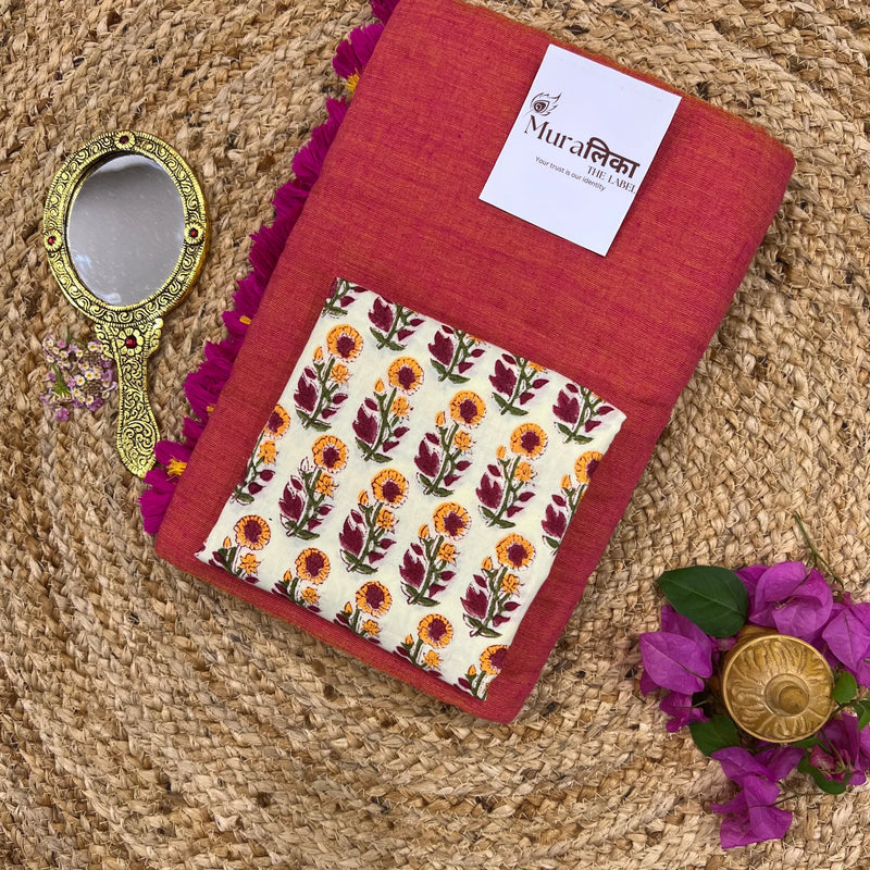 Muralika Dual Tone Brick Hue Handloom Saree - Muralika the label