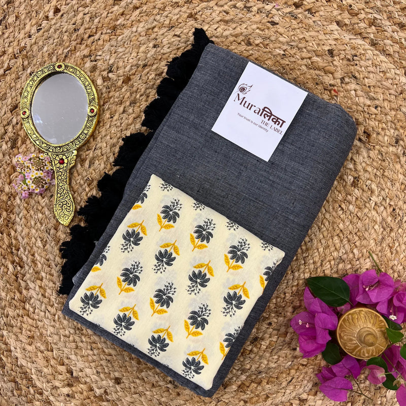 Muralika Grey Handloom Saree - Muralika the label