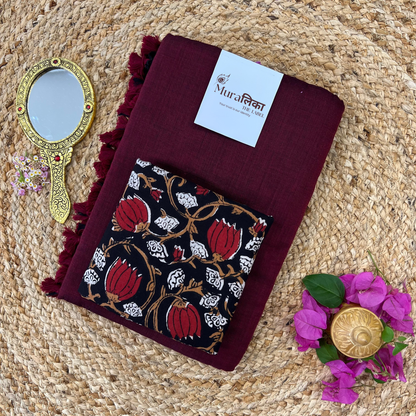 Muralika Dark Maroon Handloom Saree