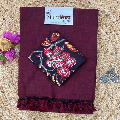 Muralika Dark Maroon Handloom Saree