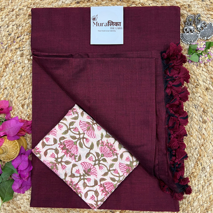 Muralika Dark Maroon Handloom Saree