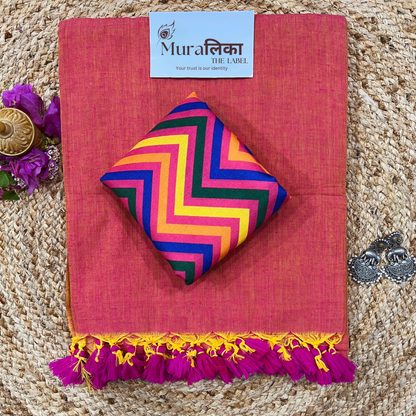Muralika Dual Tone Brick Hue Handloom Saree
