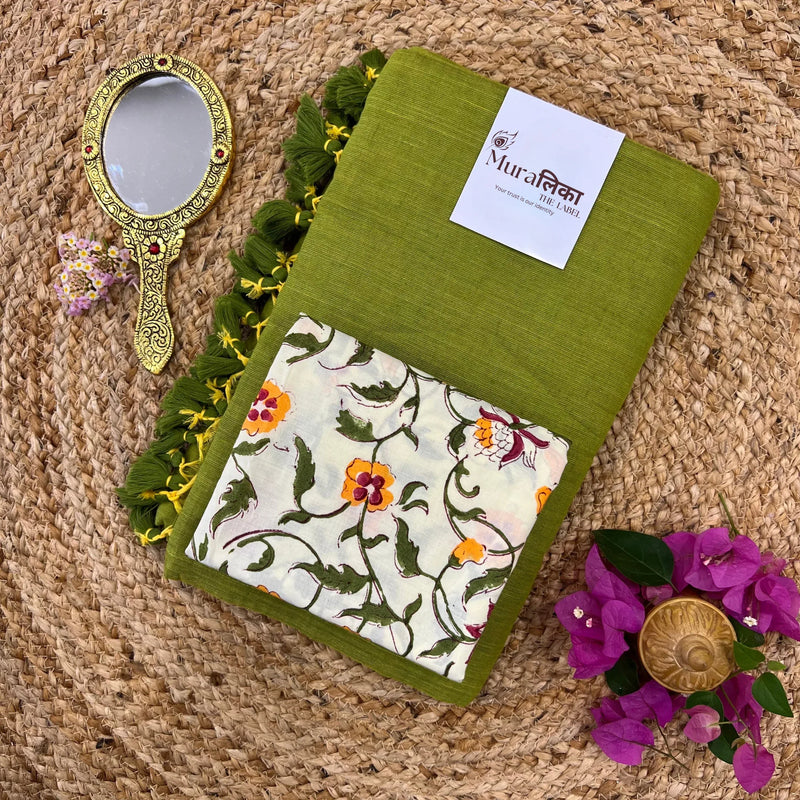 Muralika Light Mehendi Handloom Saree - Muralika the label