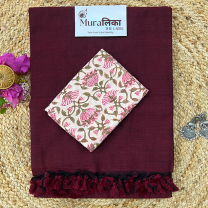 Muralika Dark Maroon Handloom Saree