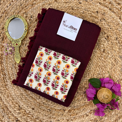Muralika Dark Maroon Handloom Saree