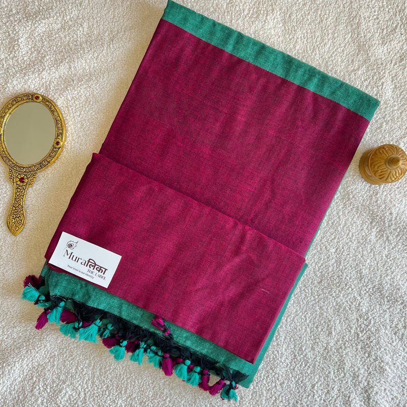 Muralika Magenta & Teal Handloom Cotton Saree