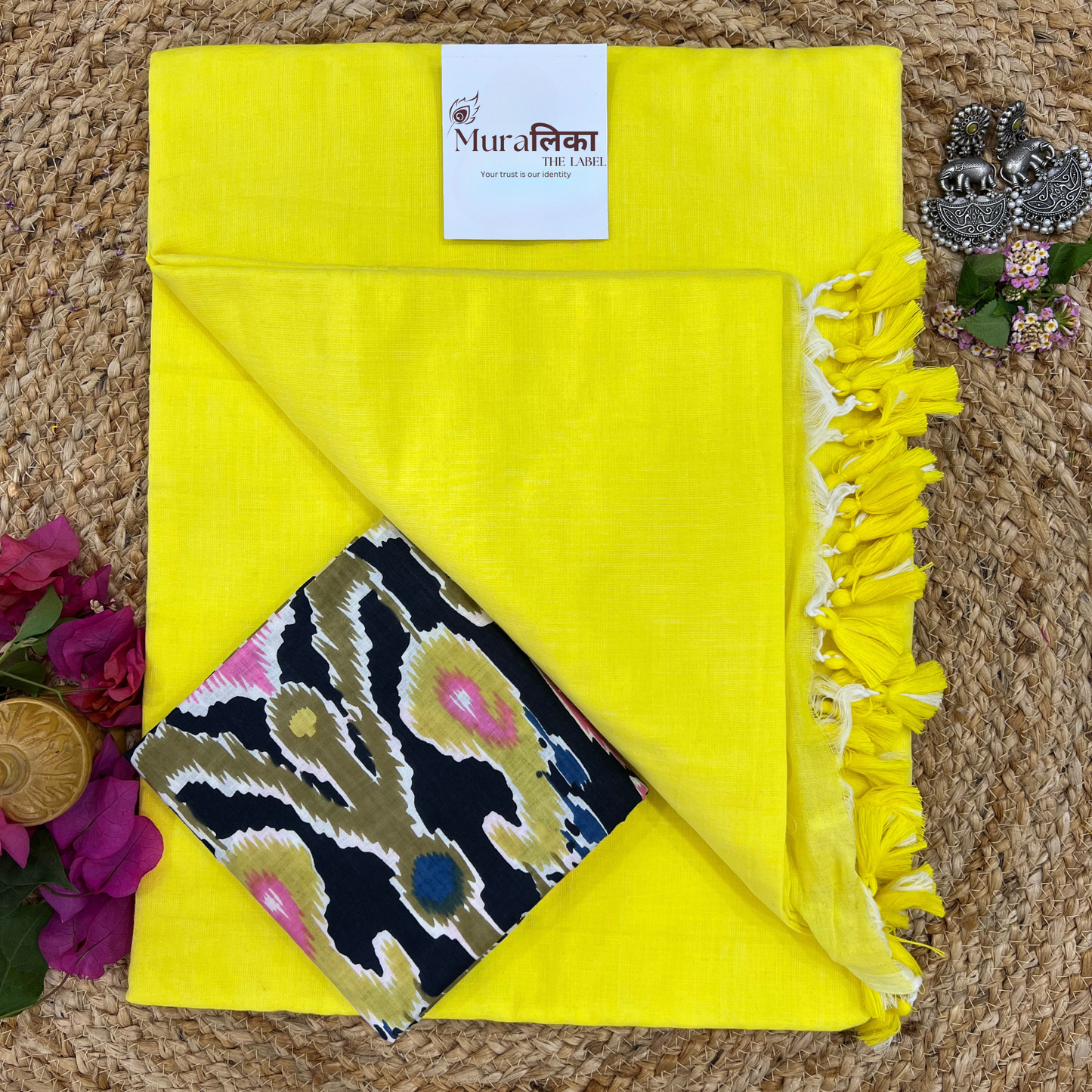Muralika Lime Yellow Handloom Saree