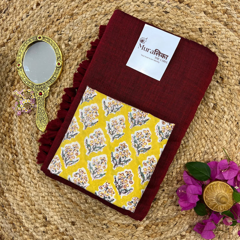 Muralika Light Maroon Handloom Saree - Muralika the label