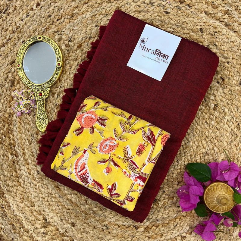 Muralika Light Maroon Handloom Saree - Muralika the label